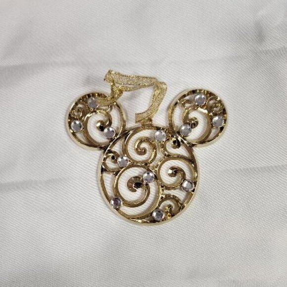 Disney Mickey Mouse Icon Filigree Gold Christmas Ornament - Picture 2 of 2